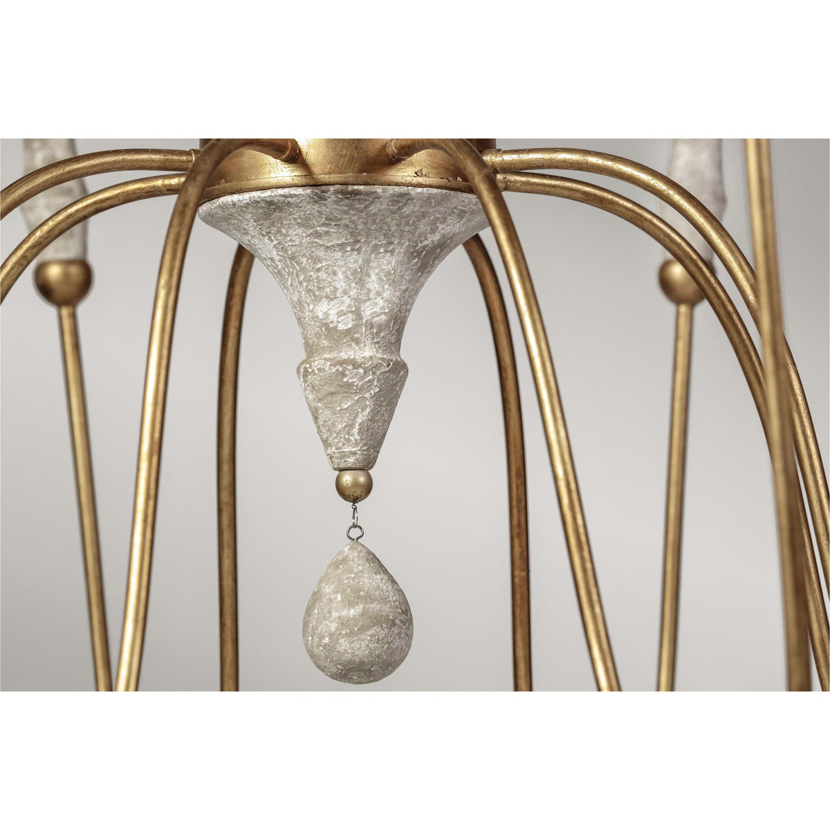Clay Chandelier – Transitional Turned Wood & Gold Candle Chandelier