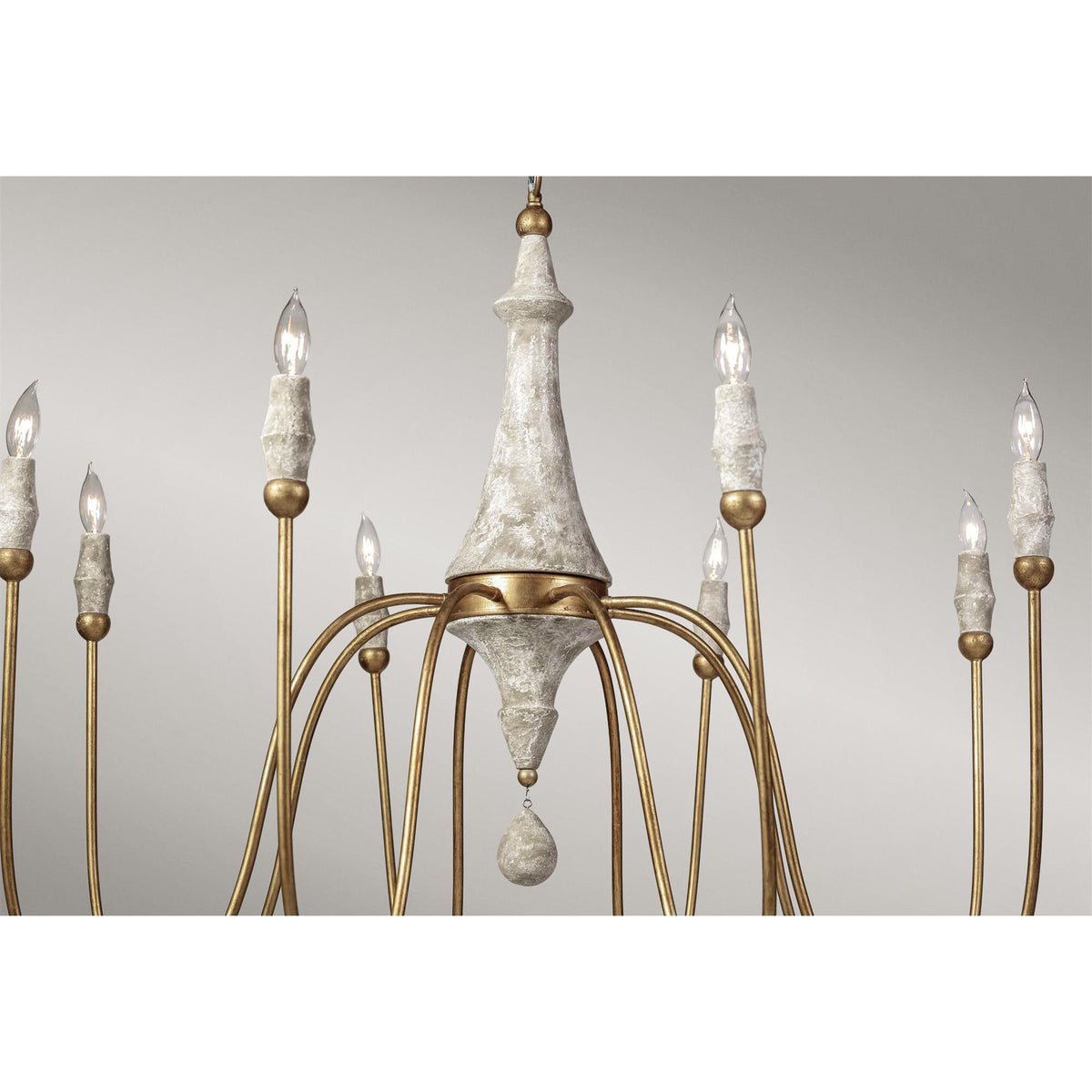 Clay Chandelier – Transitional Turned Wood & Gold Candle Chandelier