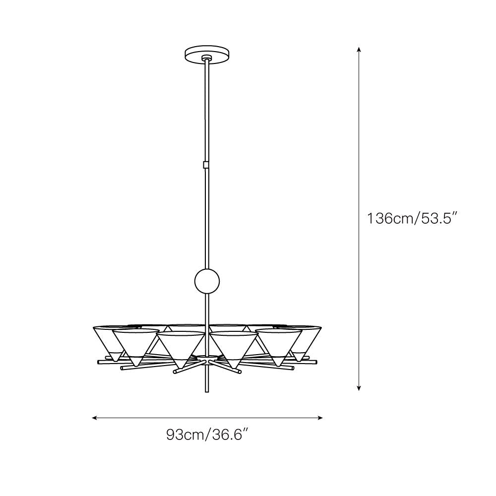 Cleo Large Chandelier – Mixed Materiality Brass, Marble & Aluminum Chandelier