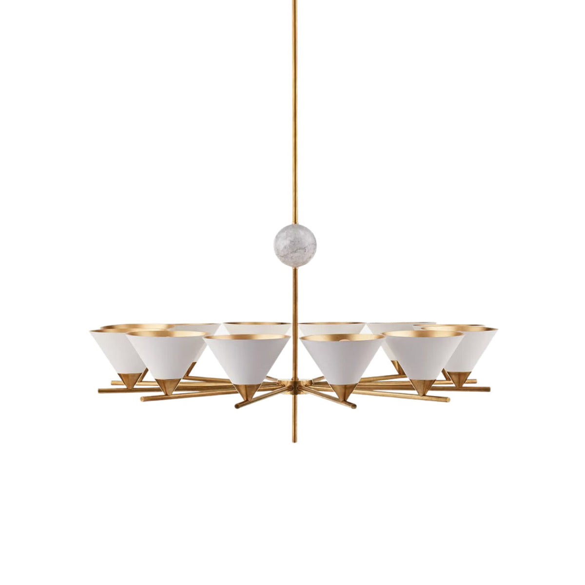 Cleo Large Chandelier – Mixed Materiality Brass, Marble & Aluminum Chandelier