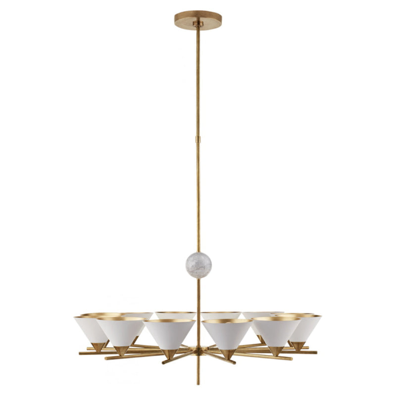 Cleo Large Chandelier – Mixed Materiality Brass, Marble & Aluminum Chandelier