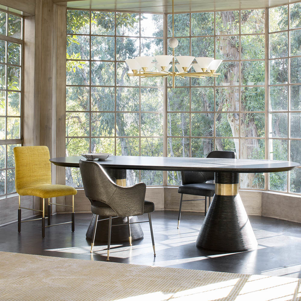 Cleo Large Chandelier – Mixed Materiality Brass, Marble & Aluminum Chandelier