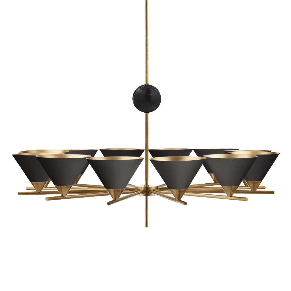Cleo Large Chandelier – Mixed Materiality Brass, Marble & Aluminum Chandelier