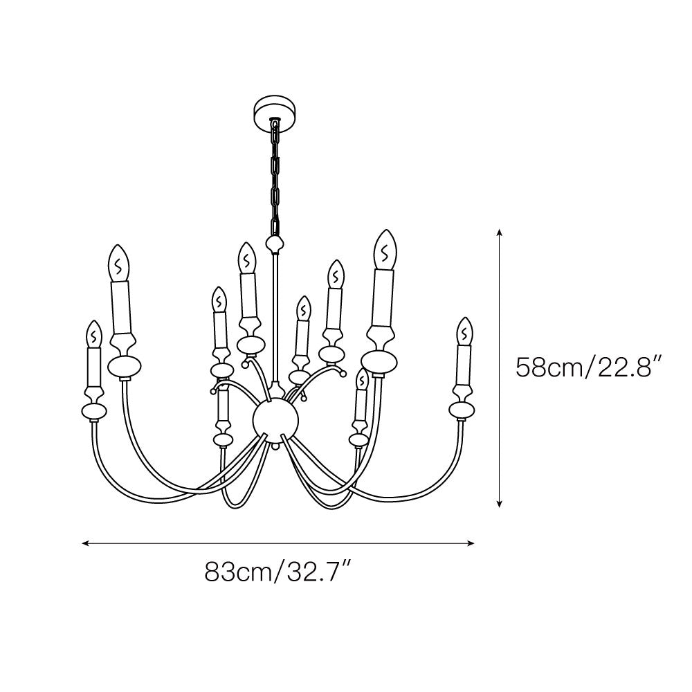 Clerise Chandelier – Bold 10-Light Matte Black Brass Chandelier