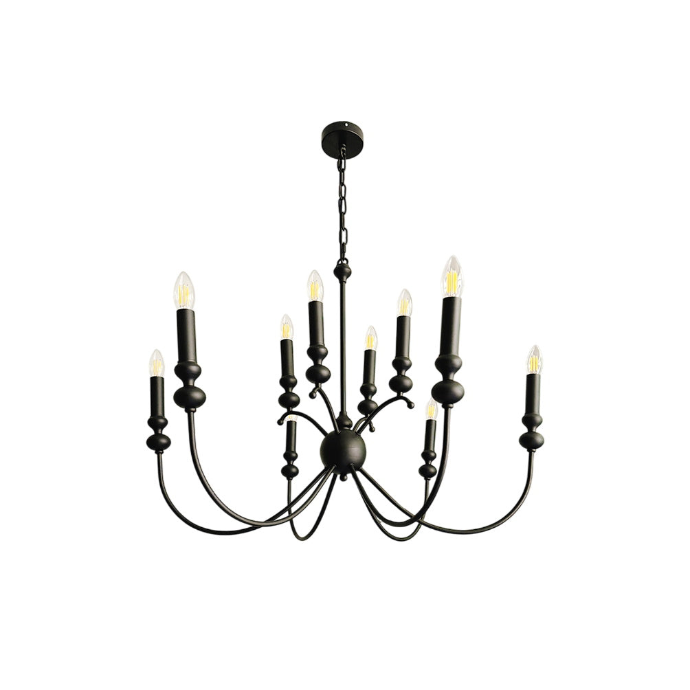 Clerise Chandelier – Bold 10-Light Matte Black Brass Chandelier