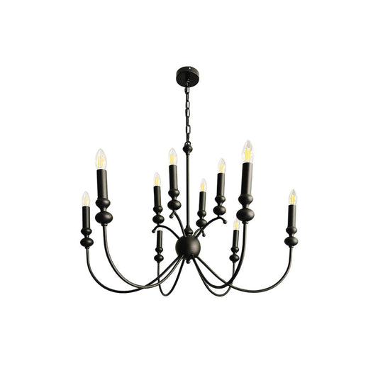 Clerise Chandelier – Bold 10-Light Matte Black Brass Chandelier