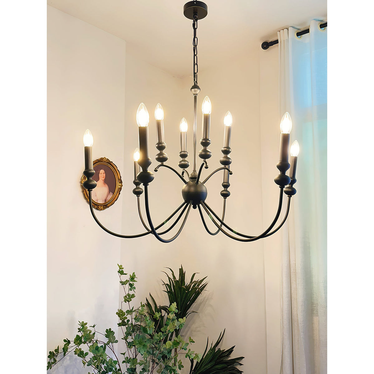 Clerise Chandelier – Bold 10-Light Matte Black Brass Chandelier