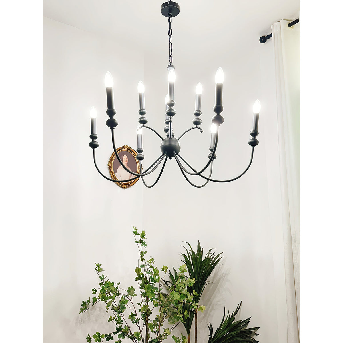 Clerise Chandelier – Bold 10-Light Matte Black Brass Chandelier