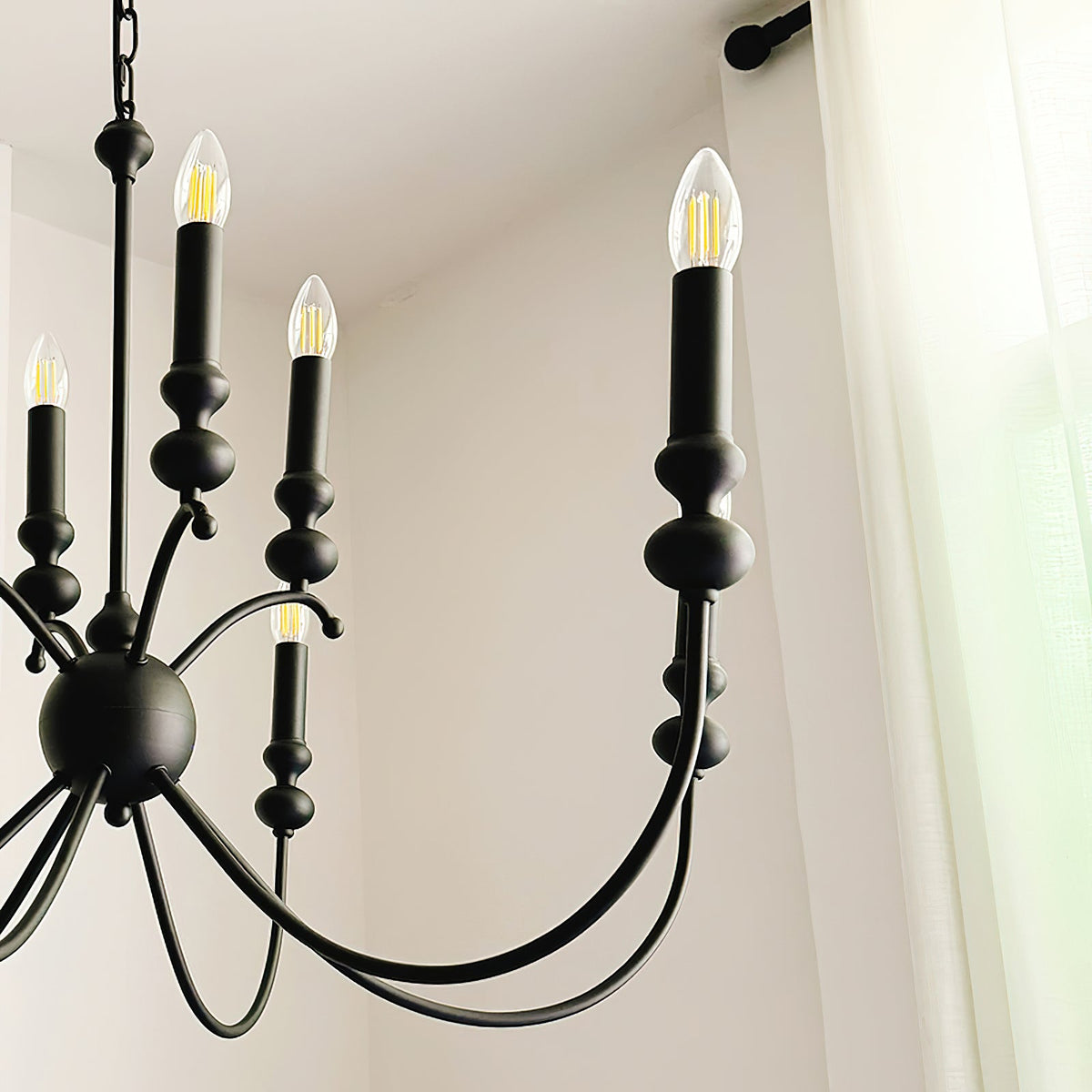 Clerise Chandelier – Bold 10-Light Matte Black Brass Chandelier