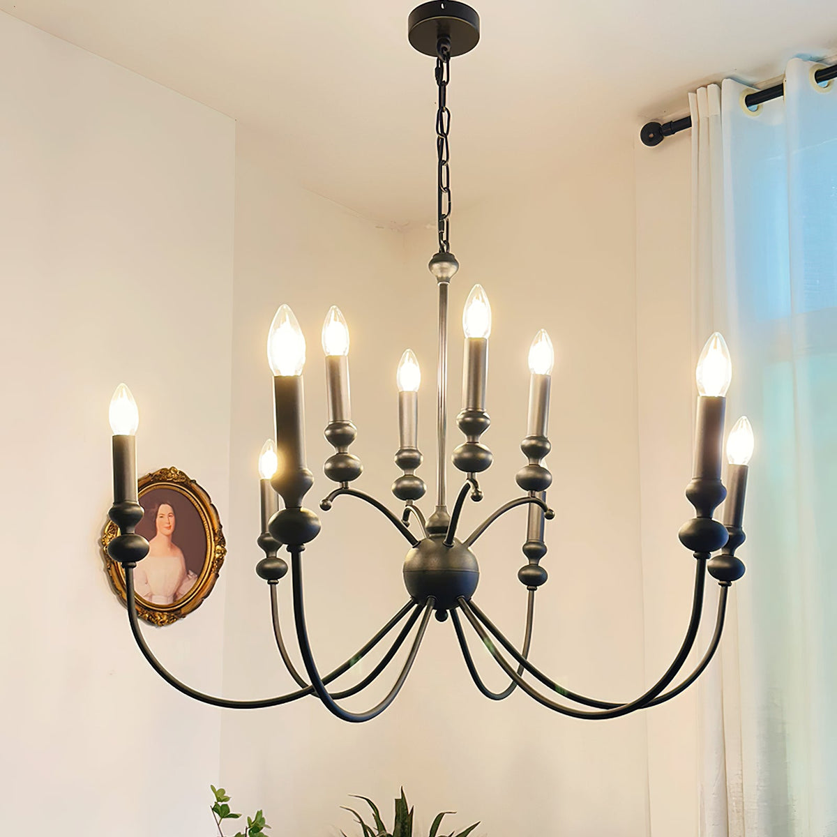 Clerise Chandelier – Bold 10-Light Matte Black Brass Chandelier