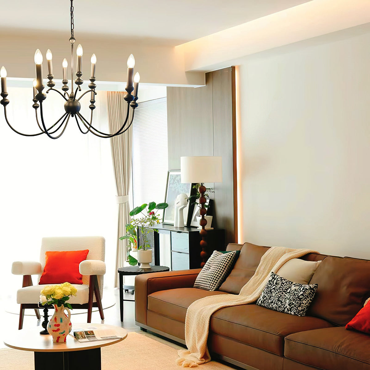 Clerise Chandelier – Bold 10-Light Matte Black Brass Chandelier