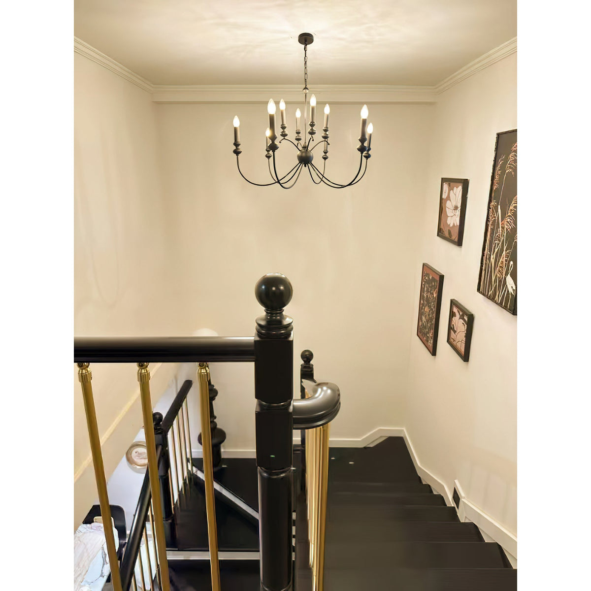 Clerise Chandelier – Bold 10-Light Matte Black Brass Chandelier
