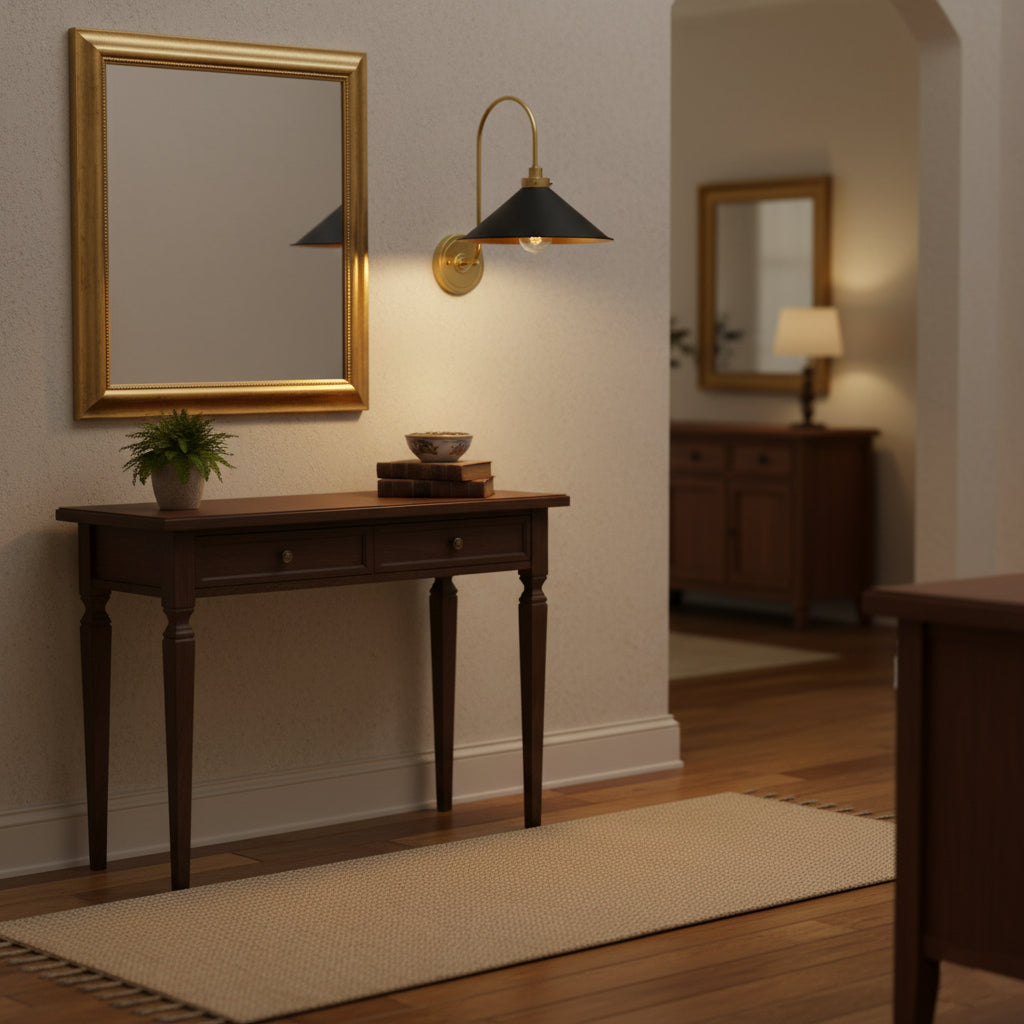 Clivedon Wall Lamp – Classic Gooseneck Metal & Aged Brass Sconce