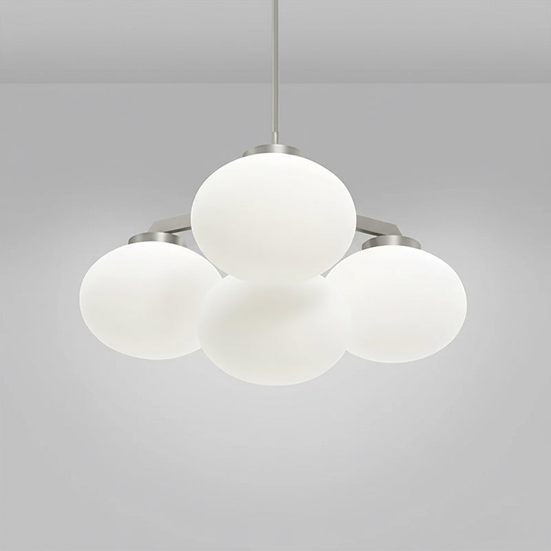 Cloudesley Chandelier – Machined Brass & Tiered White Glass Chandelier