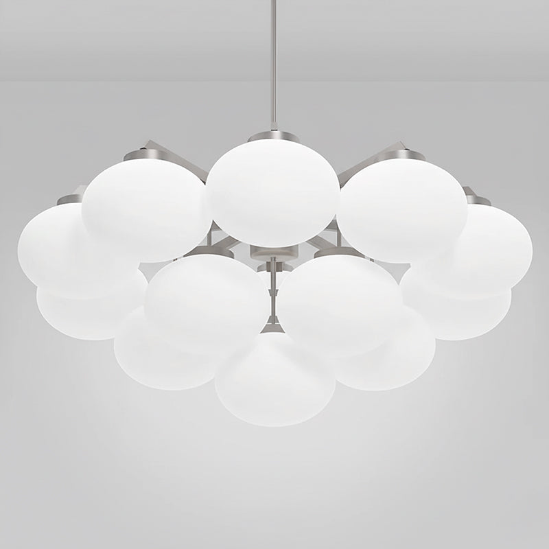 Cloudesley Chandelier – Machined Brass & Tiered White Glass Chandelier