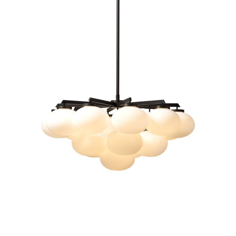 Cloudesley Chandelier – Machined Brass & Tiered White Glass Chandelier
