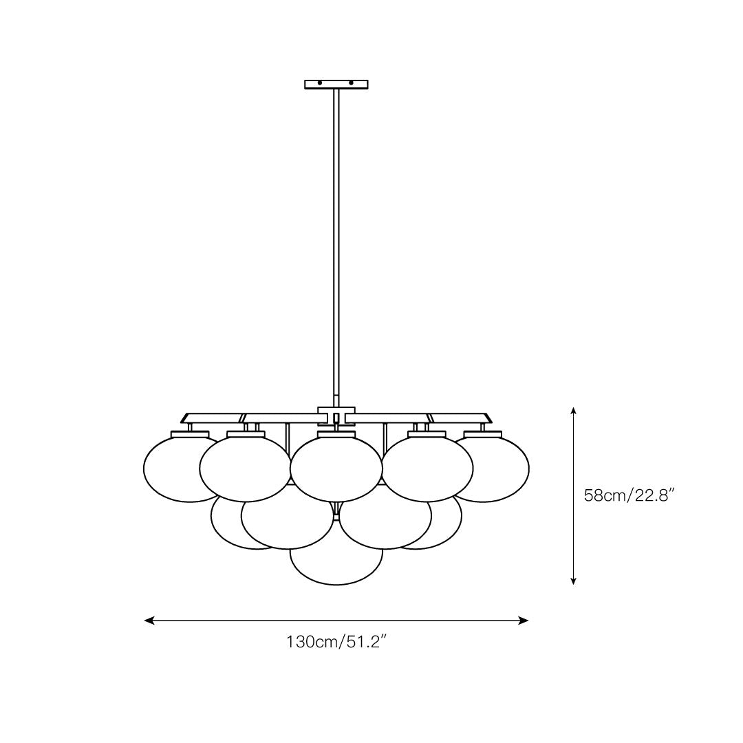 Cloudesley Chandelier – Machined Brass & Tiered White Glass Chandelier