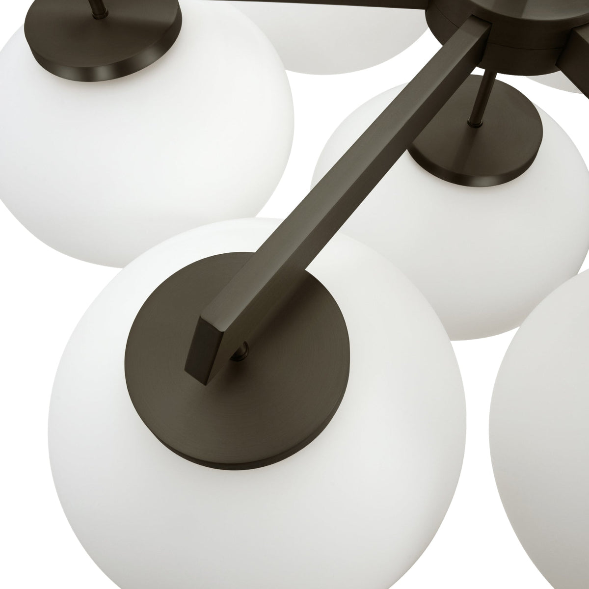 Cloudesley Chandelier – Machined Brass & Tiered White Glass Chandelier