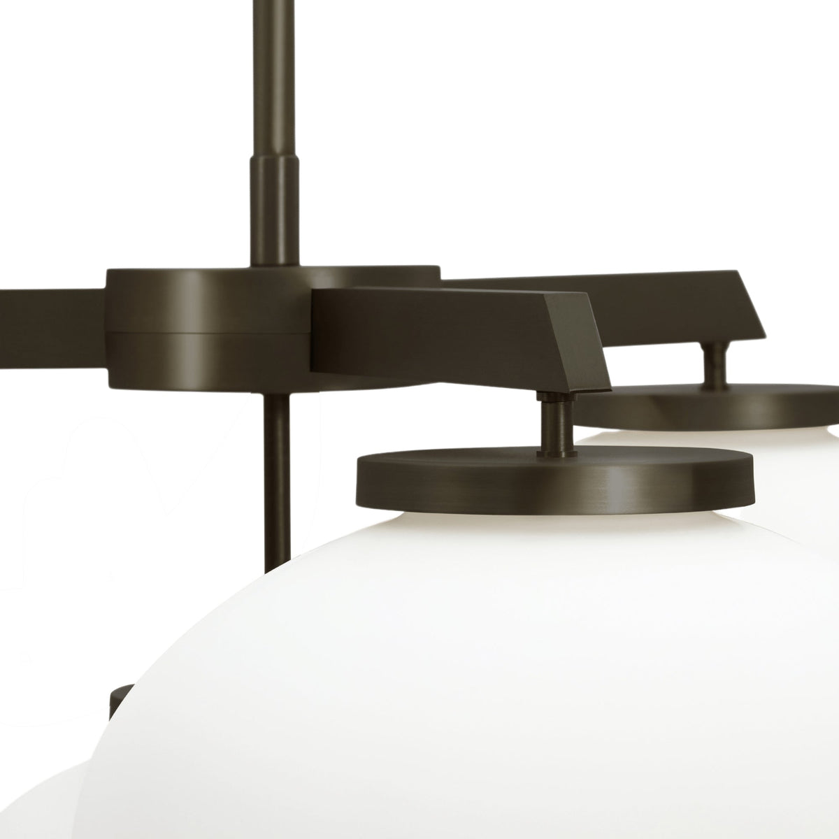 Cloudesley Chandelier – Machined Brass & Tiered White Glass Chandelier