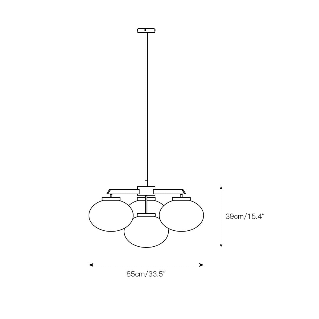 Cloudesley Chandelier – Machined Brass & Tiered White Glass Chandelier