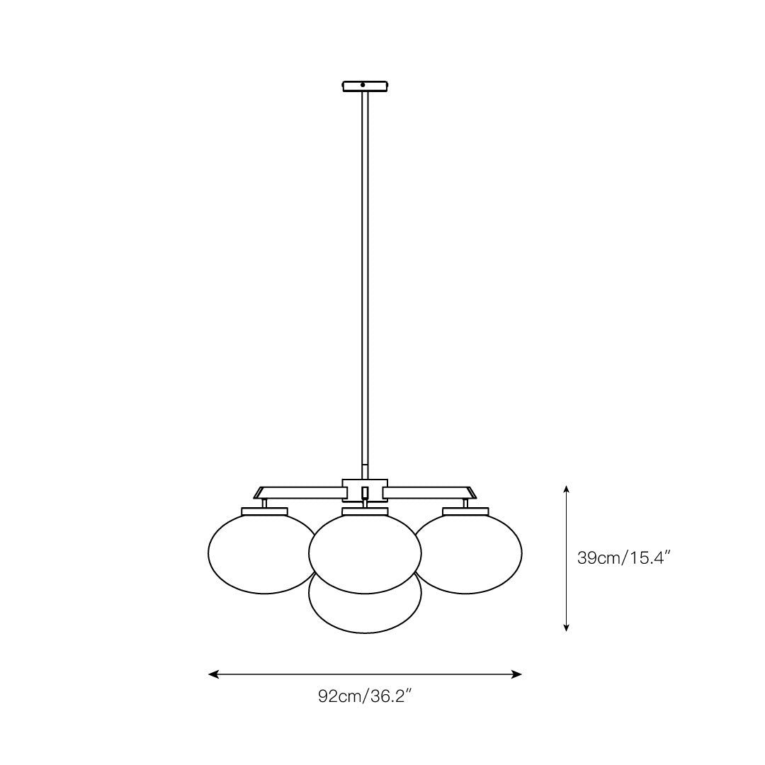 Cloudesley Chandelier – Machined Brass & Tiered White Glass Chandelier