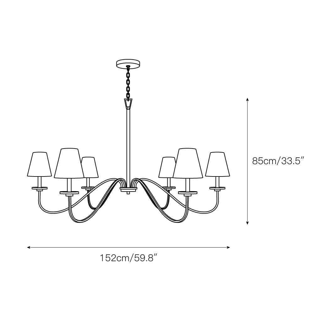 Cloverdale Chandelier – Timeless 6-Light Brass & Linen Empire Shade Chandelier