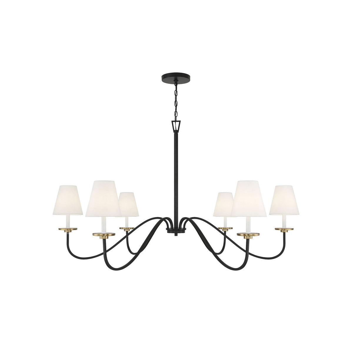 Cloverdale Chandelier – Timeless 6-Light Brass & Linen Empire Shade Chandelier