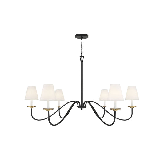 Cloverdale Chandelier – Timeless 6-Light Brass & Linen Empire Shade Chandelier