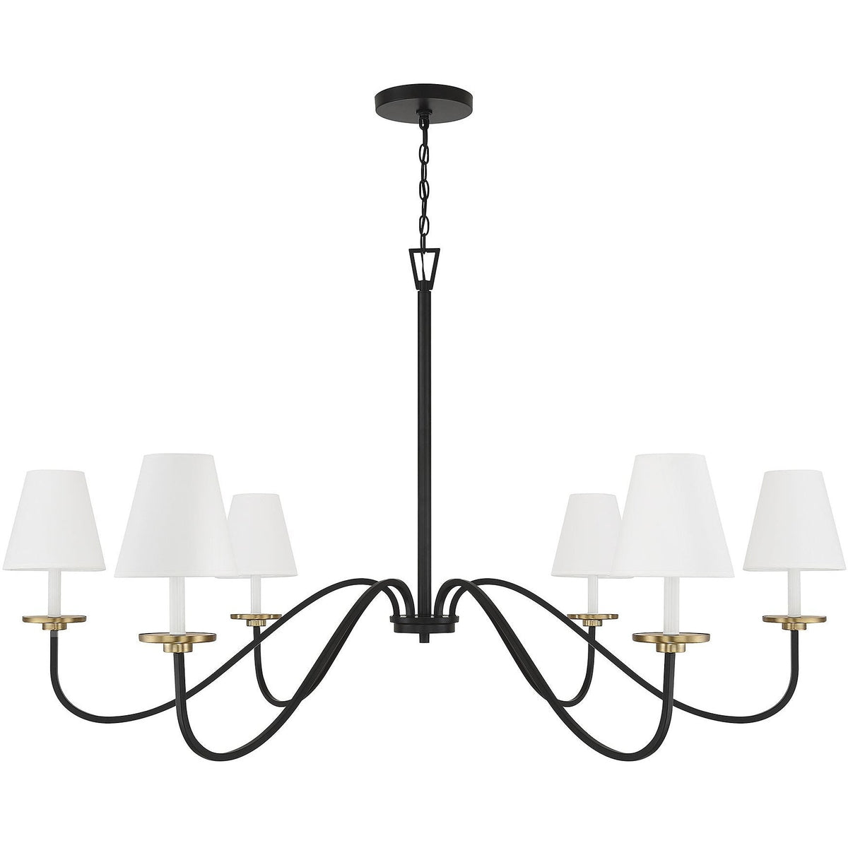 Cloverdale Chandelier – Timeless 6-Light Brass & Linen Empire Shade Chandelier