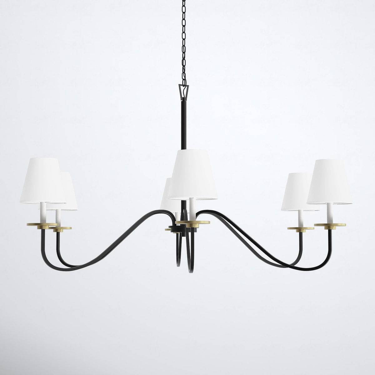 Cloverdale Chandelier – Timeless 6-Light Brass & Linen Empire Shade Chandelier