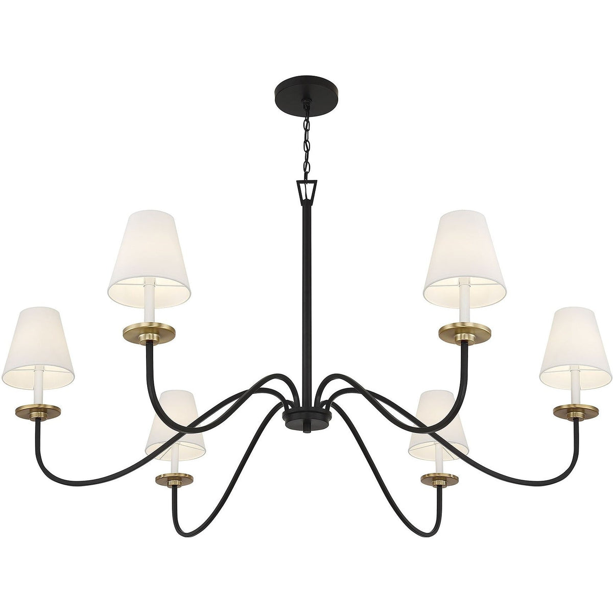 Cloverdale Chandelier – Timeless 6-Light Brass & Linen Empire Shade Chandelier
