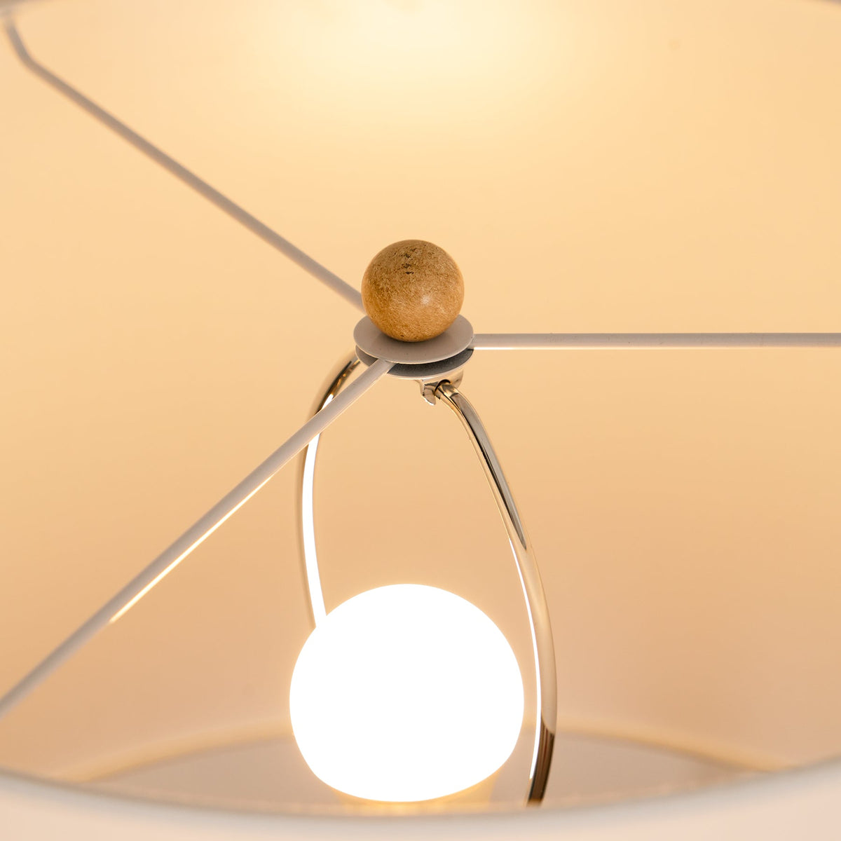 Coastal Wood Effect Floor Lamp – Rustic Turned Wood & Fabric Shade Floor Lamp