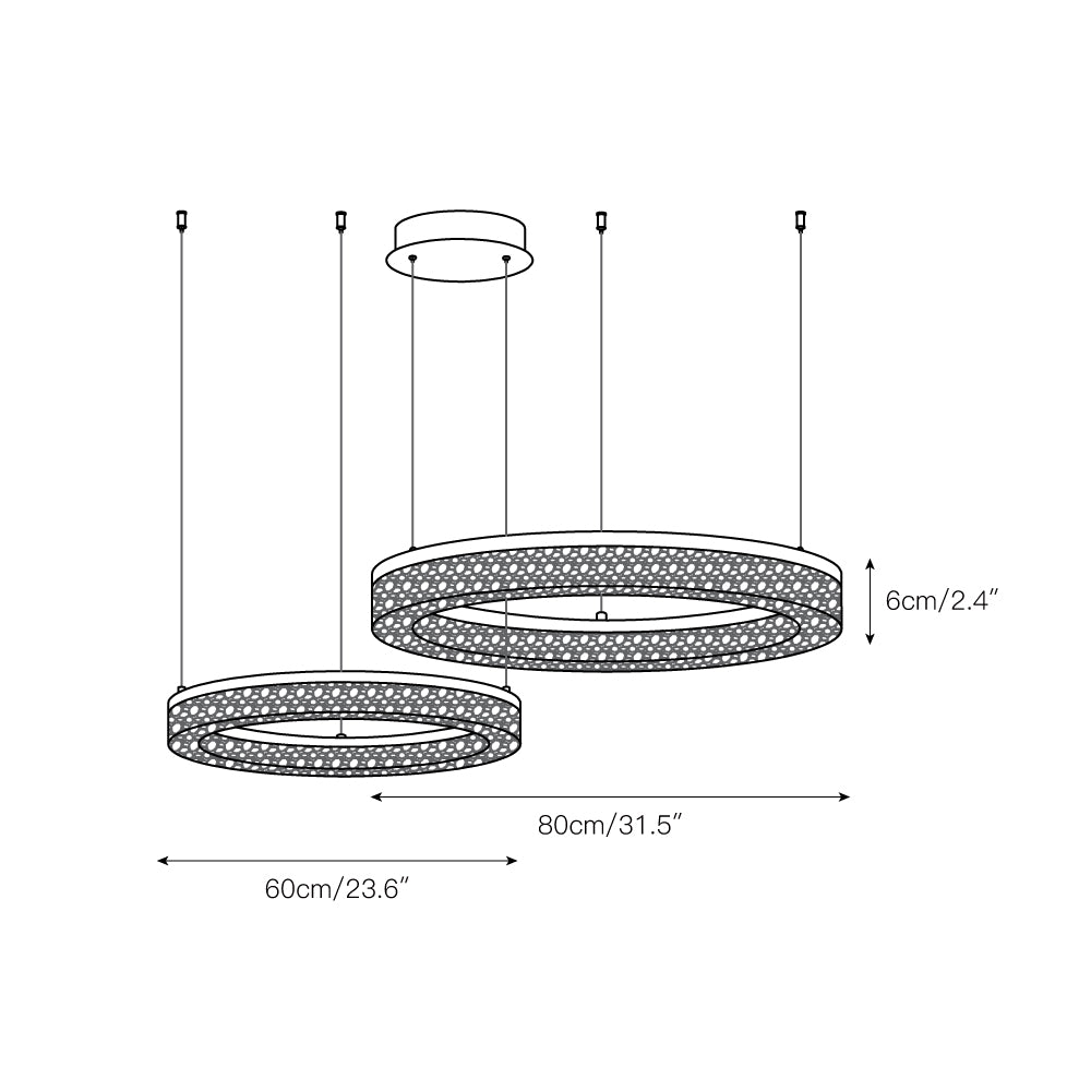 Coblitz Round LED Chandelier – Sculptural Geometric Ring Pendant