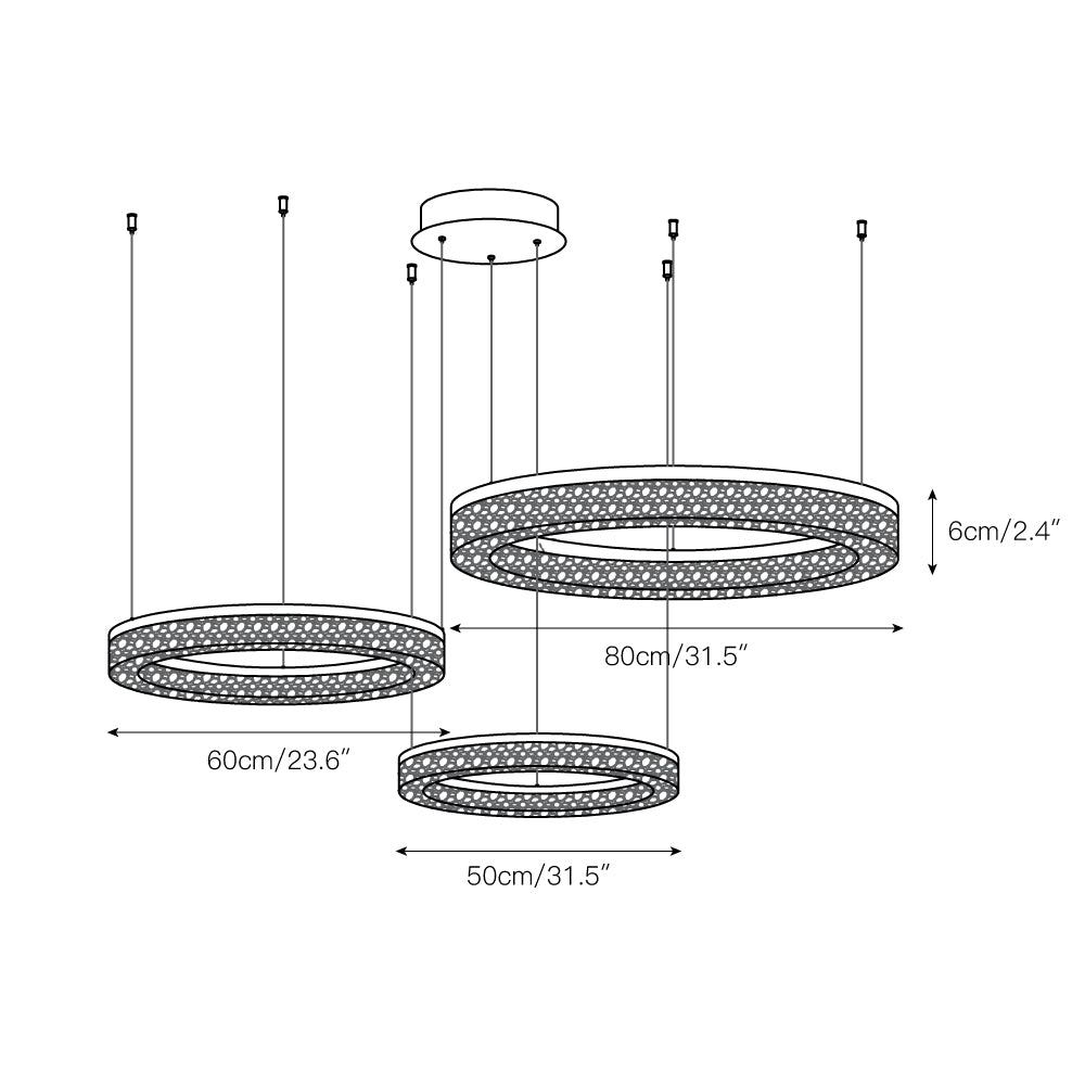 Coblitz Round LED Chandelier – Sculptural Geometric Ring Pendant