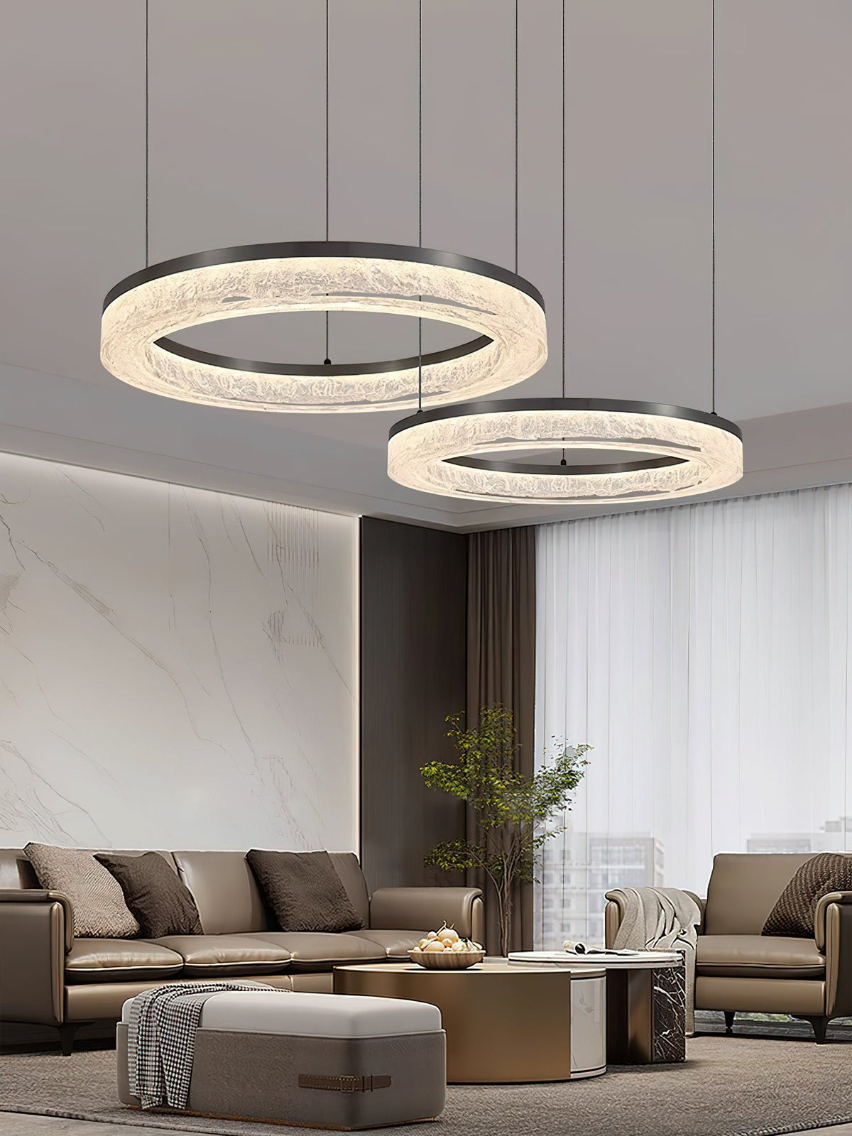 Coblitz Round LED Chandelier – Sculptural Geometric Ring Pendant