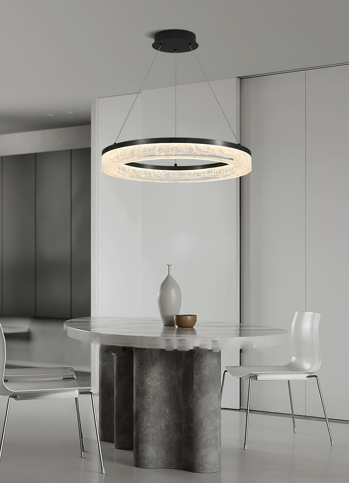 Coblitz Round LED Chandelier – Sculptural Geometric Ring Pendant
