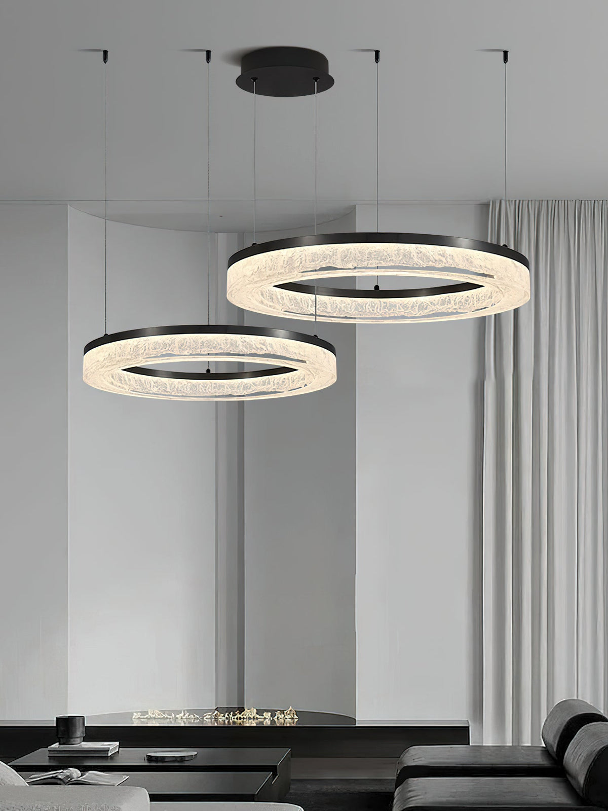 Coblitz Round LED Chandelier – Sculptural Geometric Ring Pendant