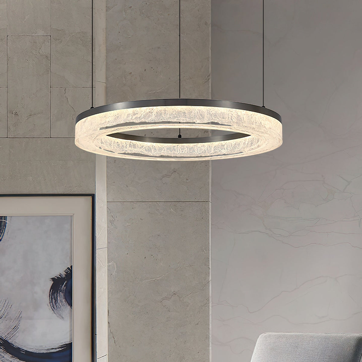 Coblitz Round LED Chandelier – Sculptural Geometric Ring Pendant