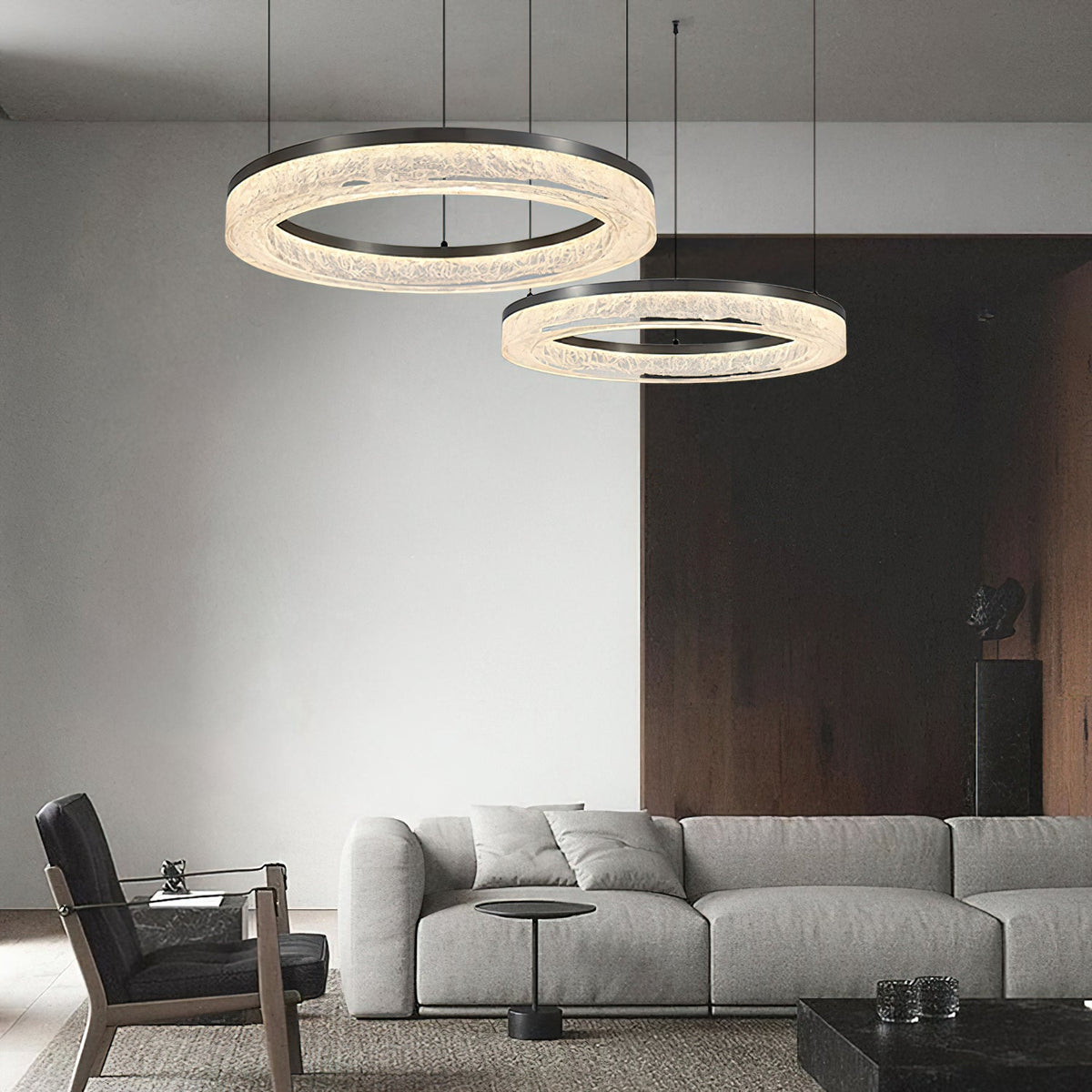 Coblitz Round LED Chandelier – Sculptural Geometric Ring Pendant