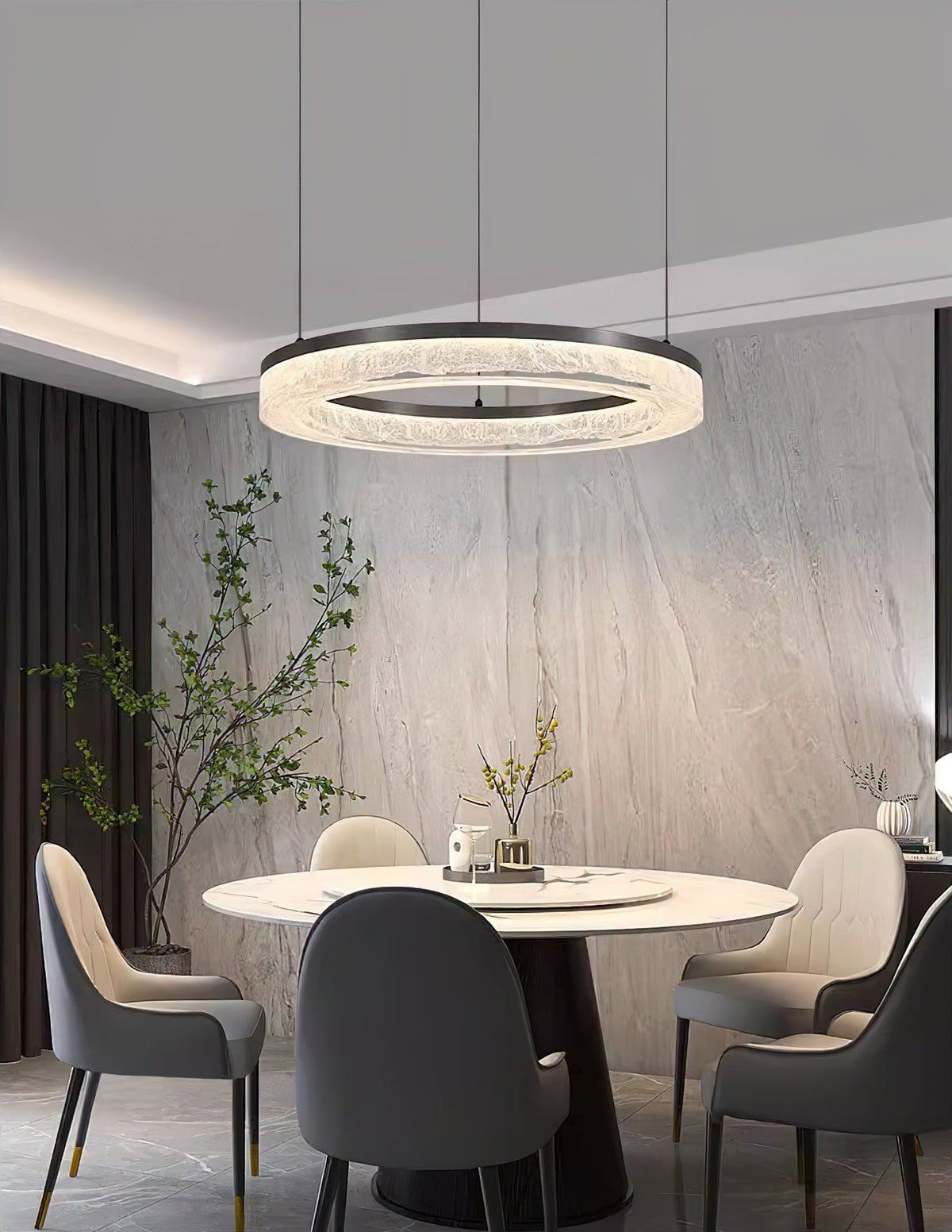 Coblitz Round LED Chandelier – Sculptural Geometric Ring Pendant