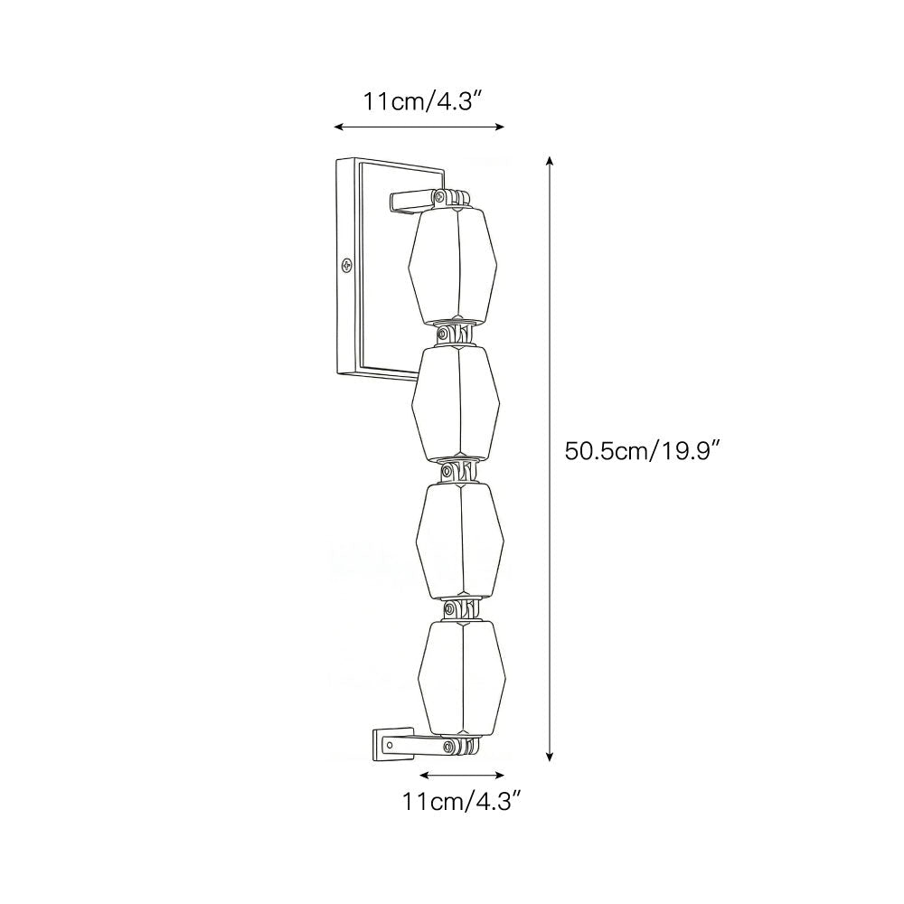 Alabaster Pillar Sconce – Solid Faceted Alabaster & Modular Aluminum LED Wall Light