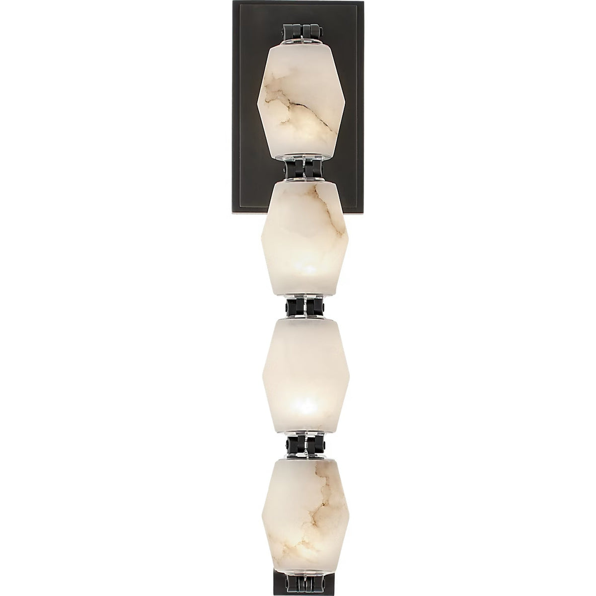 Alabaster Pillar Sconce – Solid Faceted Alabaster & Modular Aluminum LED Wall Light