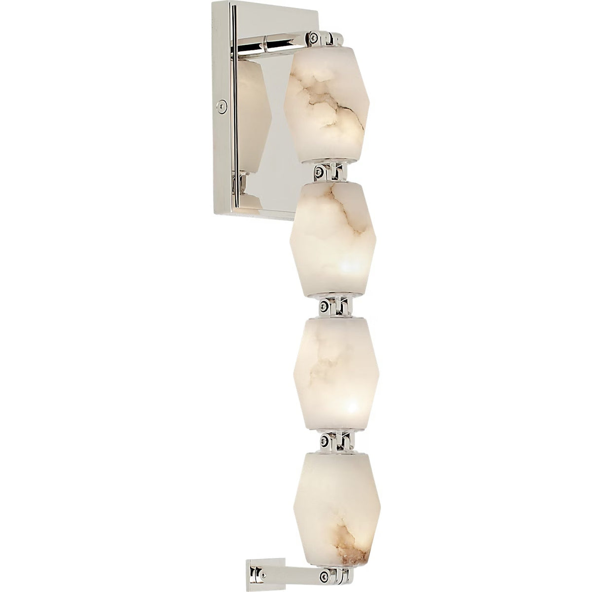 Alabaster Pillar Sconce – Solid Faceted Alabaster & Modular Aluminum LED Wall Light