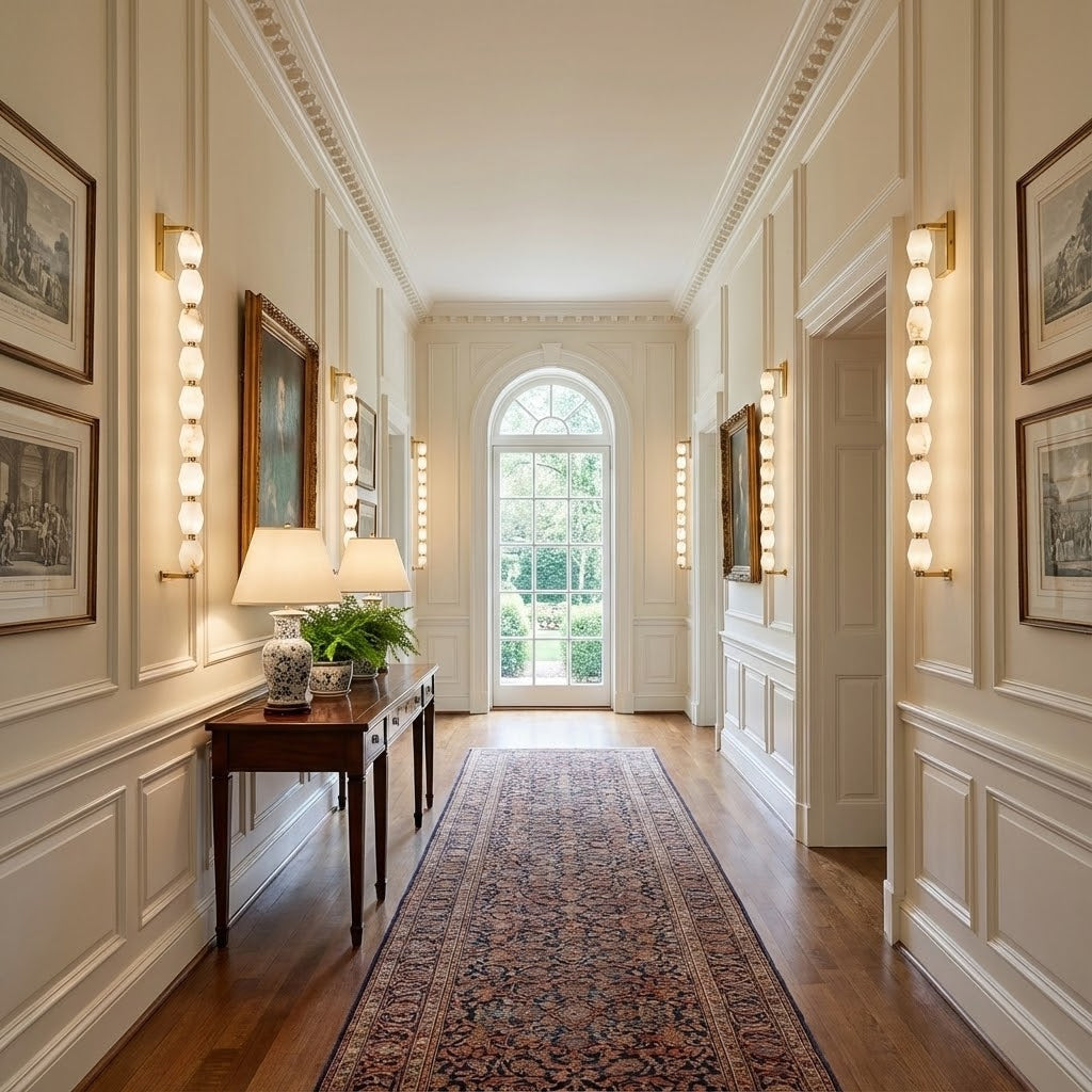 Alabaster Pillar Sconce – Solid Faceted Alabaster & Modular Aluminum LED Wall Light