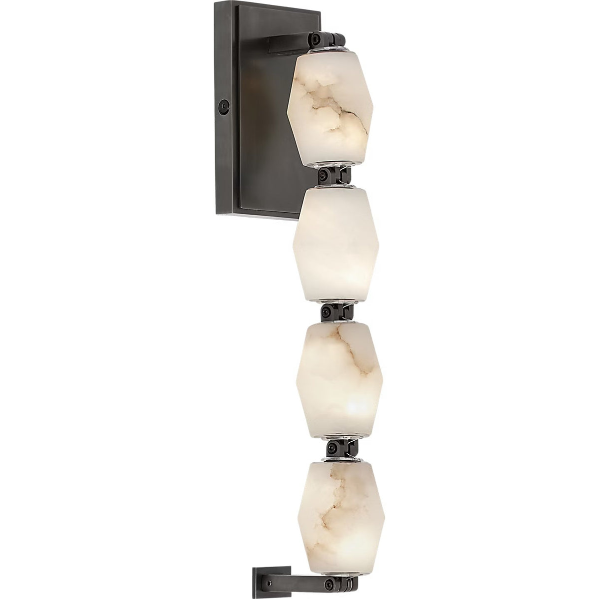 Alabaster Pillar Sconce – Solid Faceted Alabaster & Modular Aluminum LED Wall Light