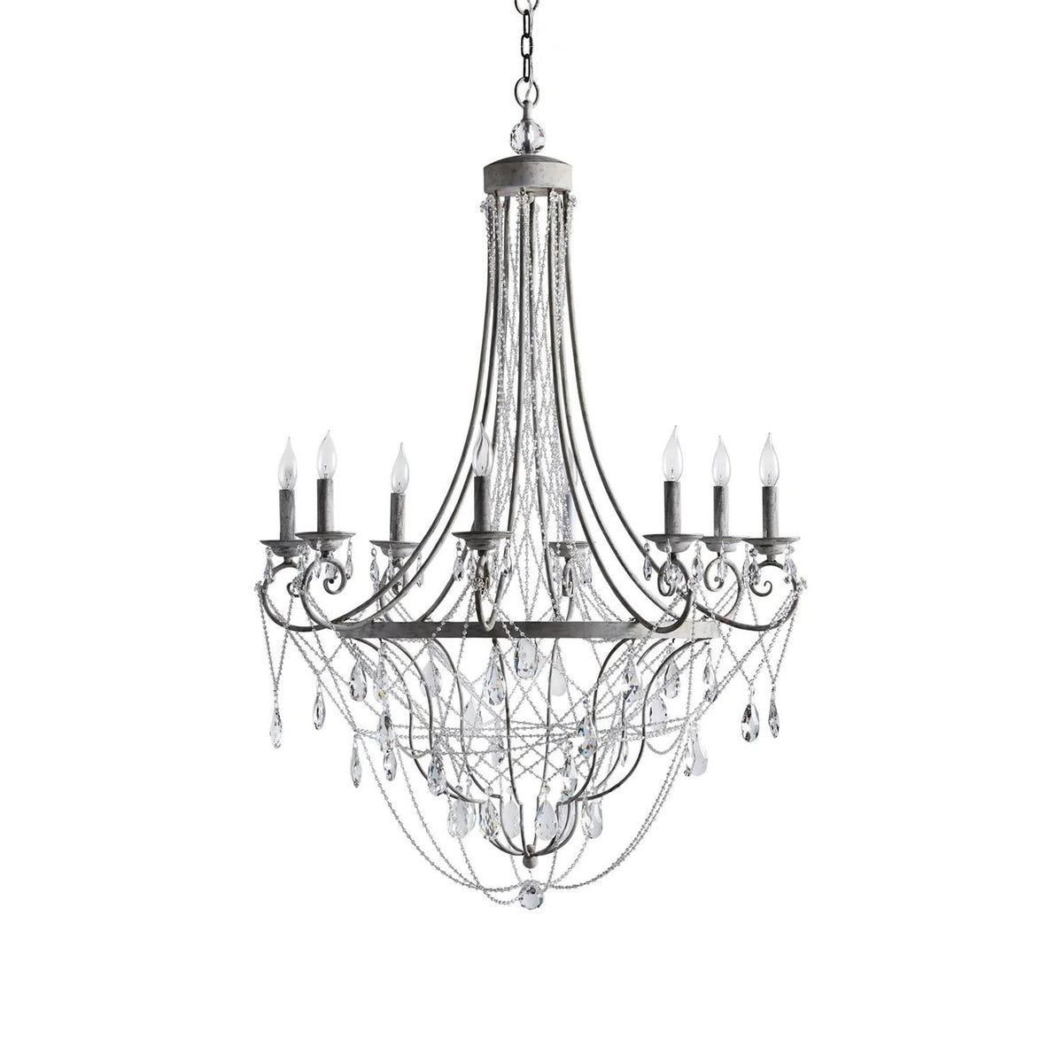 Collier Crystal Chandelier – French Country Weathered Iron & Crystal Chandelier