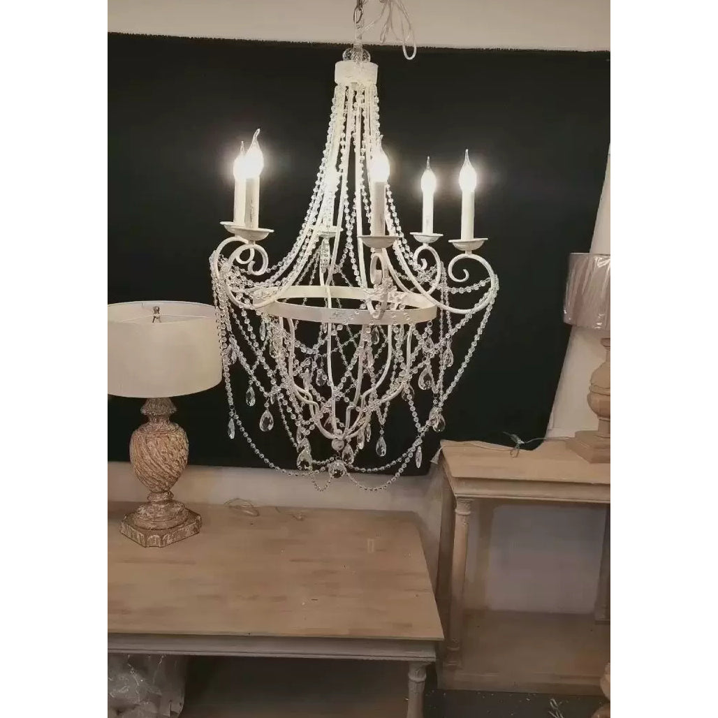 Collier Crystal Chandelier – French Country Weathered Iron & Crystal Chandelier