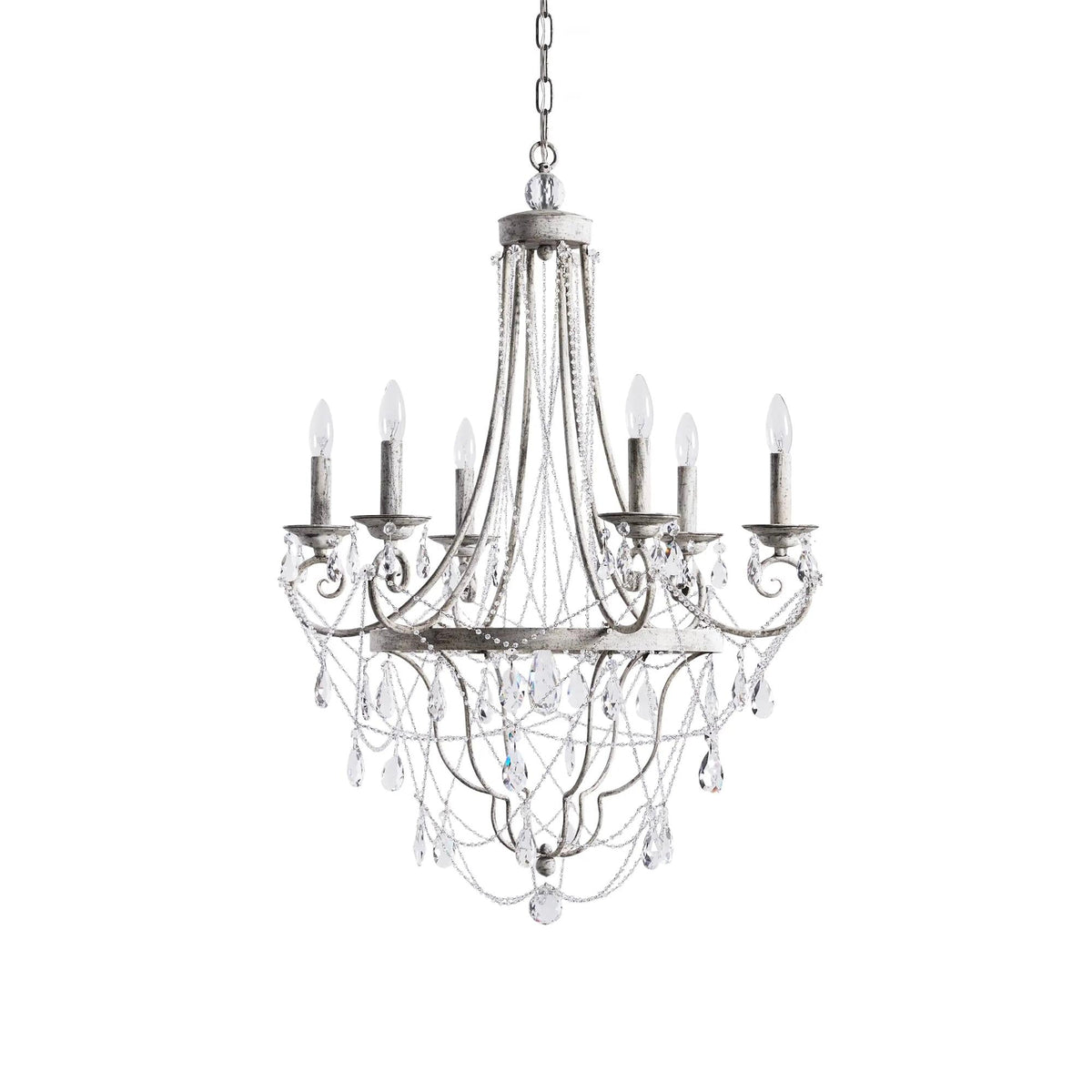 Collier Crystal Chandelier – French Country Weathered Iron & Crystal Chandelier