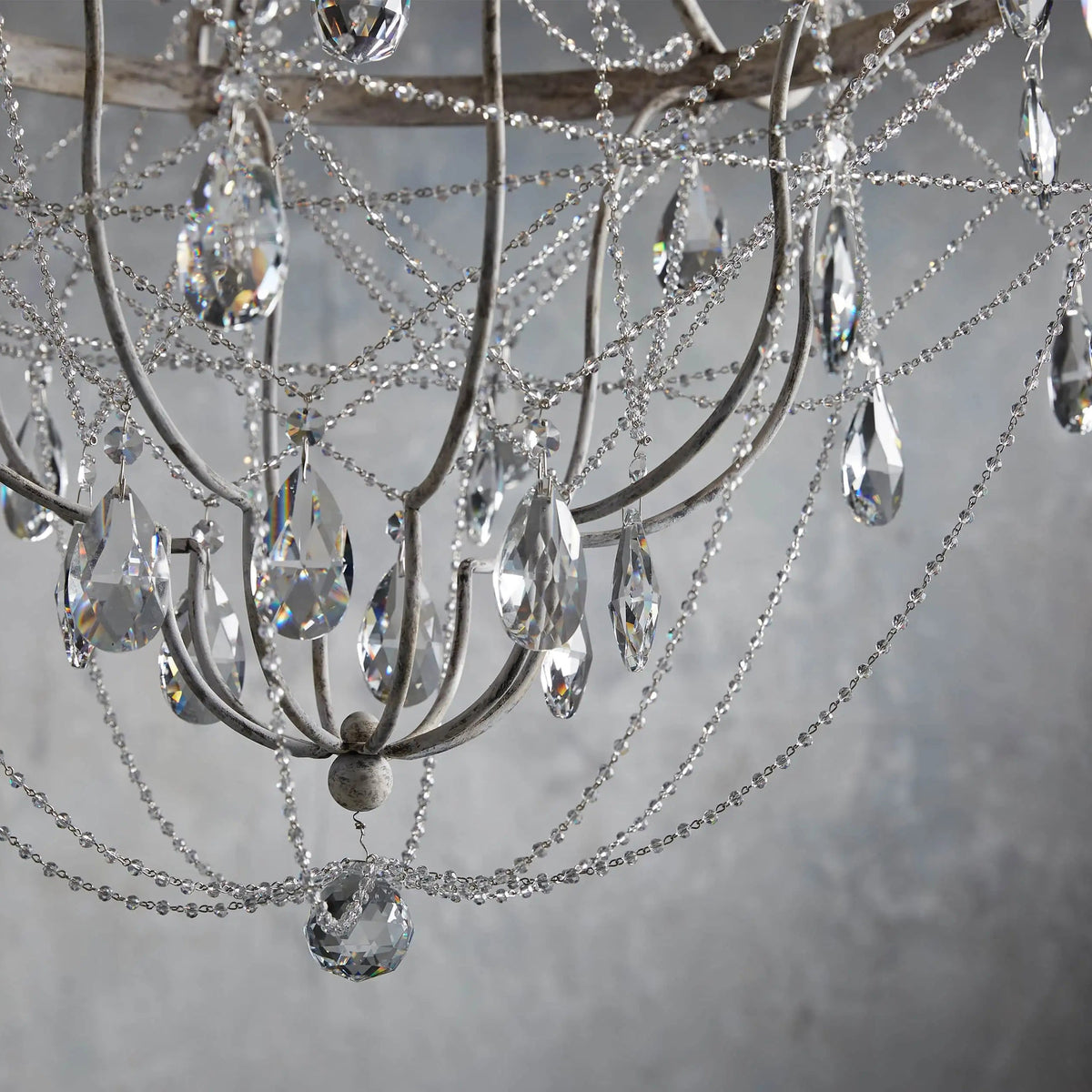Collier Crystal Chandelier – French Country Weathered Iron & Crystal Chandelier