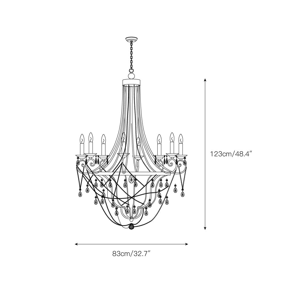 Collier Crystal Chandelier – French Country Weathered Iron & Crystal Chandelier